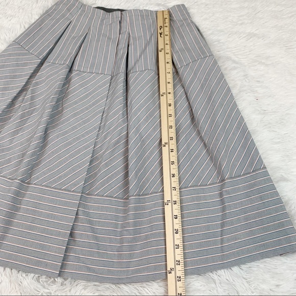 Piazza Sempione New striped pleated knee length Skirt front snap button - Picture 4 of 13